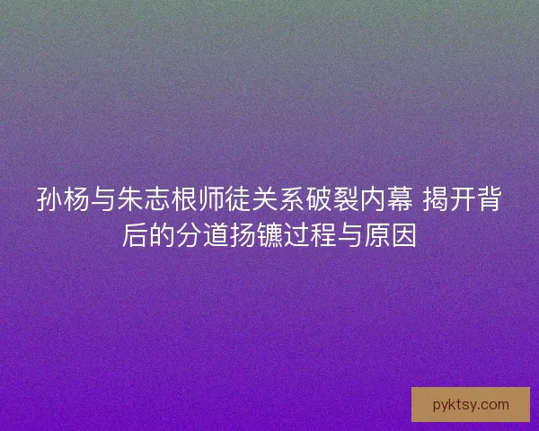 孙杨与朱志根师徒关系破裂内幕 揭开背后的分道扬镳过程与原因
